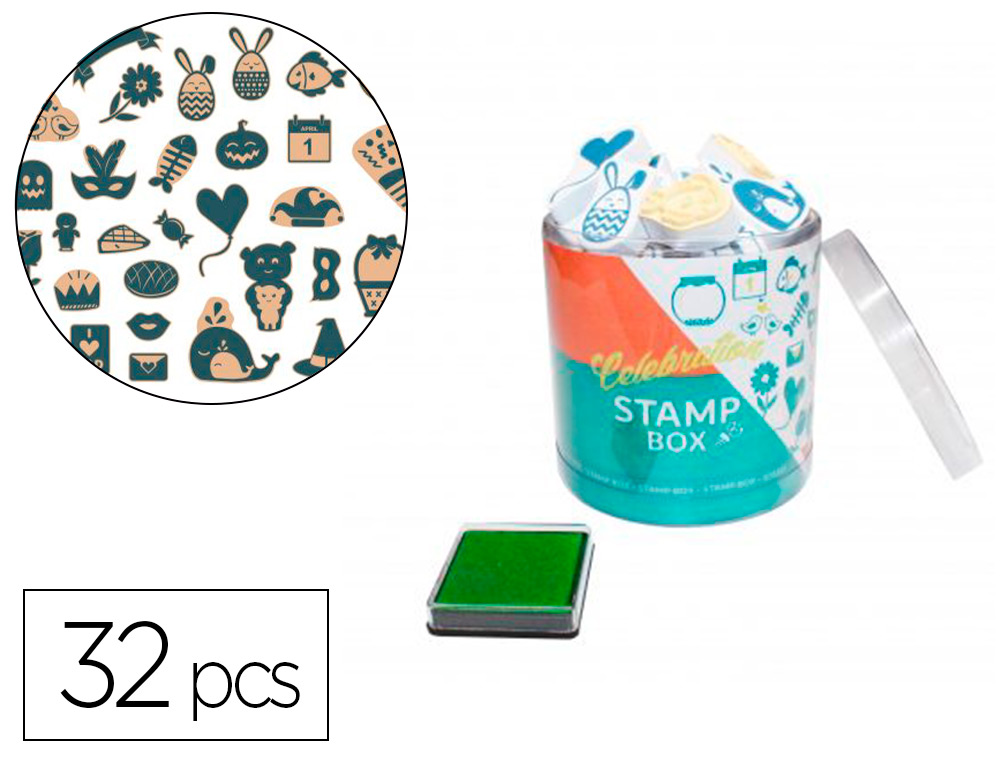 TAMPONS SODERTEX CELEBRATION 1,3MM + 1 ENCREUR 32 TAMPONS  TAILLES ET COLORIS ASSORTIS