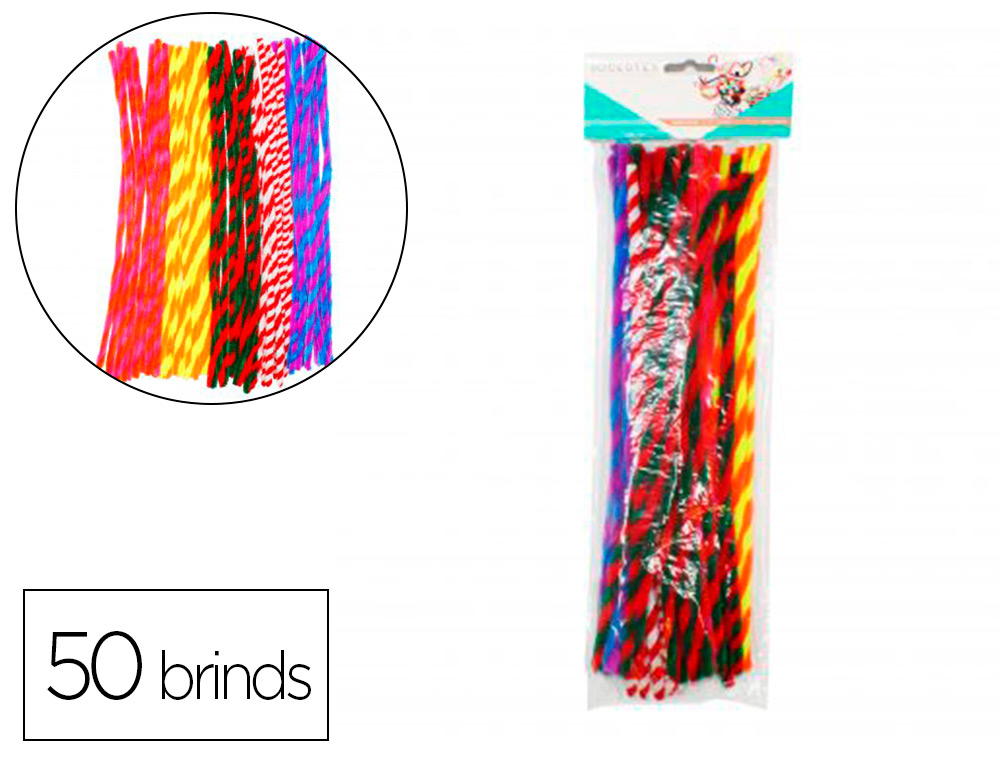 PACK CHENILLES SODERTEX TWIST 6MMX300MM 50 BRINS 5 COLORIS  ASSORTIS