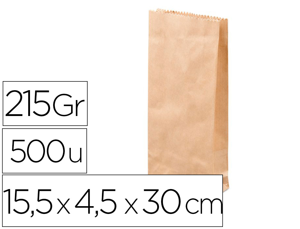 SACHET ANTALIS KRAFT BRUN RECYCL 215G DOUBLE PAISSEUR RSISTANT LGER APTE CONTACT ALIMENTAIRE 15,5X4,5X30CM 500U
