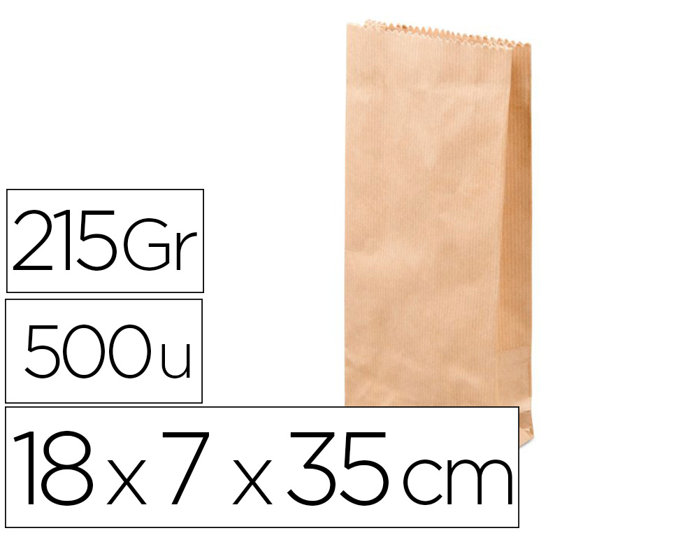 SACHET ANTALIS KRAFT BRUN RECYCL 215G DOUBLE PAISSEUR RSISTANT LGER APTE CONCTACT ALIMENTS 18X7X35CM 500 UNITS