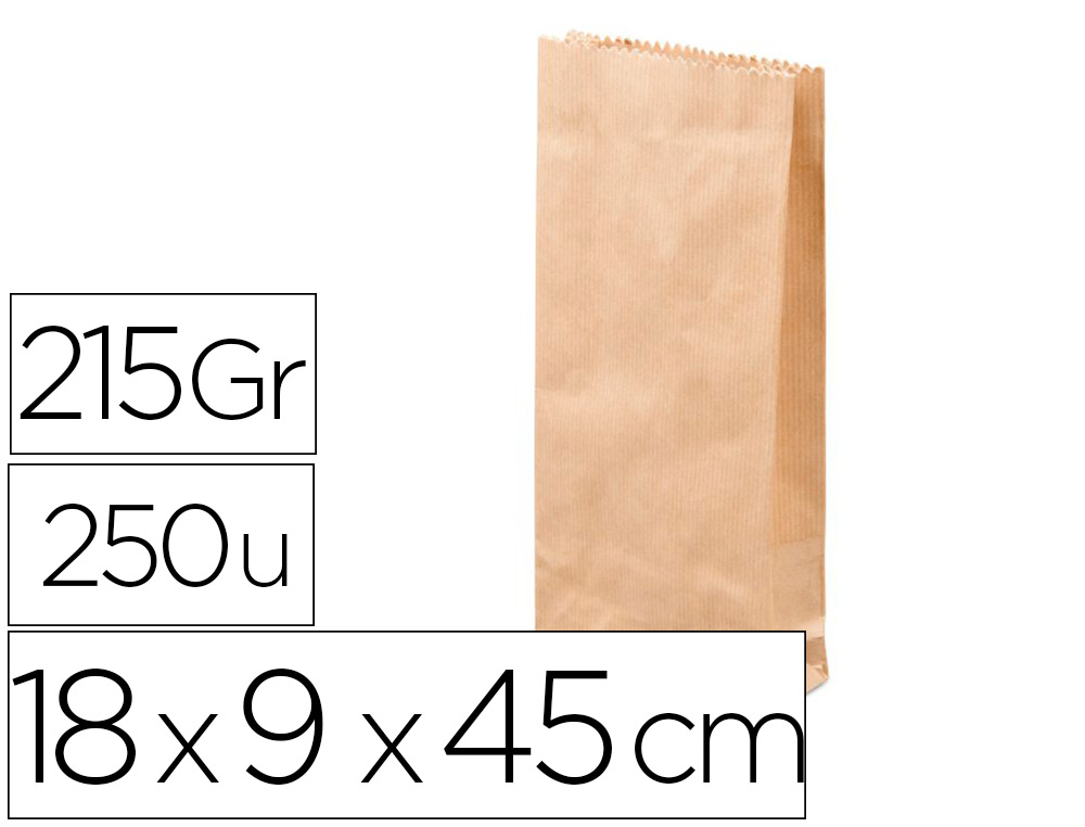 SACHET ANTALIS KRAFT BRUN RECYCL DOUBLE PAISSEUR 215G RSISTANT LGER APTE CONTACT ALIMENTS 18X9X45CM 250 UNITS