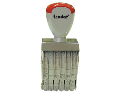 NUMEROTEUR TRODAT CLASSIC LINE SP-1556T BOITIER ACIER NICKELE 6 BANDES CAOUTCHOUC SANS PLAQUE TEXTE HAUTEUR CHIFFRE 5MM