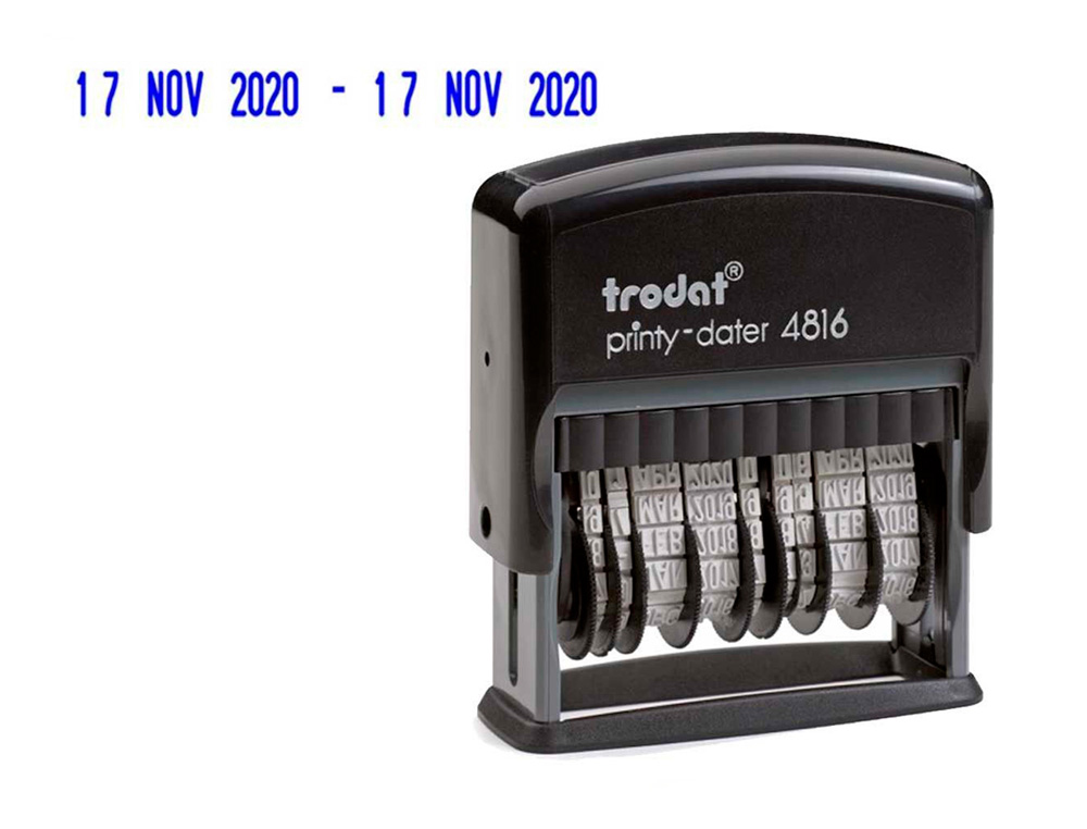 TAMPON DATEUR DOUBLE TRODAT PRINTY 4816 POUR CASSETTE ENCRAGE 6/4817 TAILLE DATE 3.8M