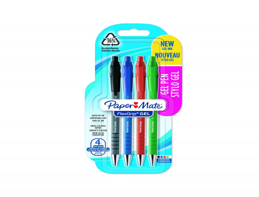 STYLO-GEL FLEXGRIP 0,7MM RETR.STYLO A BILLE RETRACTABLE - FLEXGRIP GEL - POINTE MOYENNE - LOT DE 4