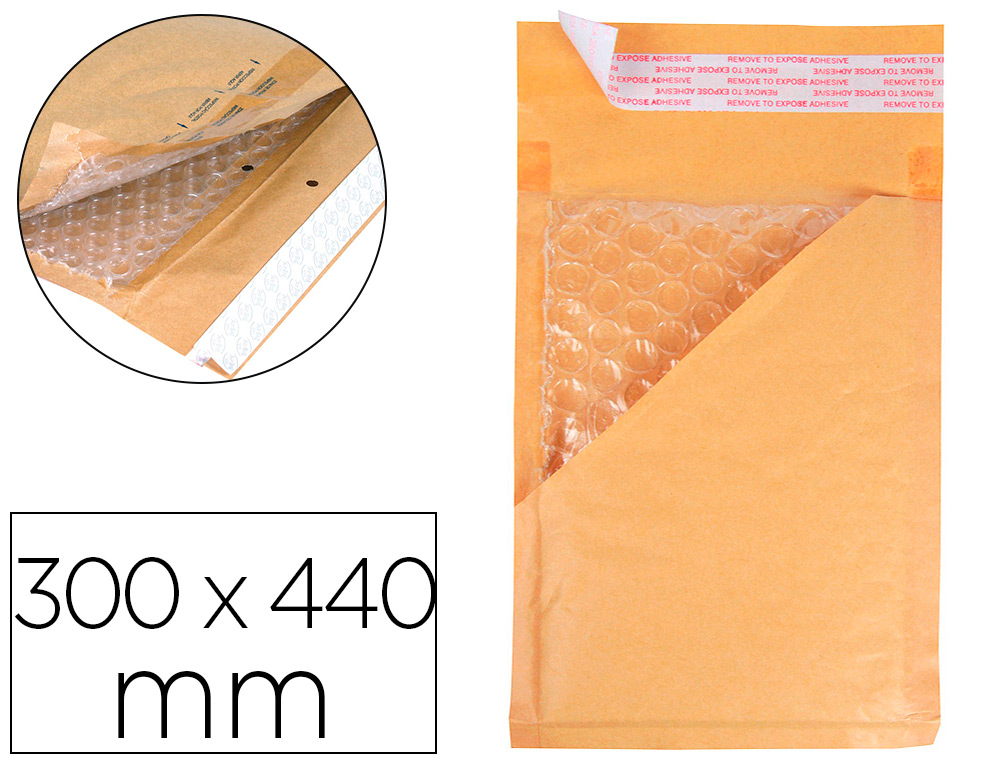 POCHETTE BULLES D'AIR Q-CONNECT 300X440MM 82G KRAFT MATELASSE RABAT DROIT         AUTO-ADHESIVE SANS FENETRE