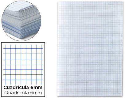 PAPIER CRITURE LIDERPAPEL 31X42.8CM OUVERT COPIE DOUBLE 60G/M2 QUADRILLAGE 6MM COLORIS BLANC PAQUET 250F