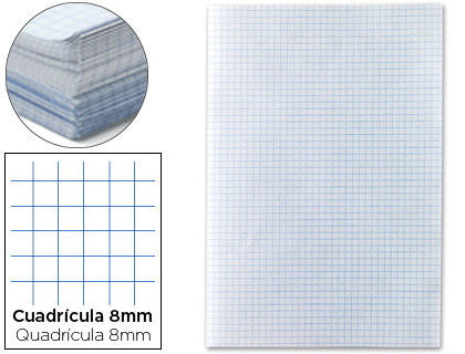 PAPIER CRITURE LIDERPAPEL 31X42.8CM OUVERT COPIE DOUBLE 60G/M2 QUADRILLAGE 8MM COLORIS BLANC PAQUET 250F