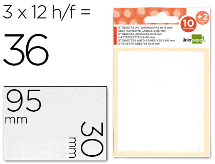 TIQUETTE ADHSIVE LIDERPAPEL 30X95MM COLORIS BLANC CRITURE MANUELLE POCHETTE 10 FEUILLES + 2 GRATUITES 240 UNITS
