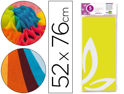 PAPIER DE SOIE LIDERPAPEL 52X76CM 18G/M2 UNICOLORE JAUNE SACHET 5F