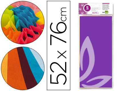PAPIER DE SOIE LIDERPAPEL 52X76CM 18G/M2 UNICOLORE VIOLET SACHET 5F