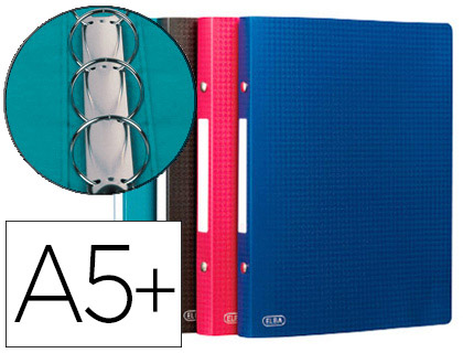 CLASSEUR OXFORD MEMPHIS 2 ANNEAUX RONDS 15MM POLYPROPYLNE 5/10E 170X220MM DOS 20MM 60F COLORIS ASSORTIS