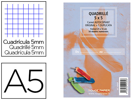 MANIFOLD ROUGE PAPIER QUADRILLAGE 5X5MM 210X148MM 50 DUPLIS