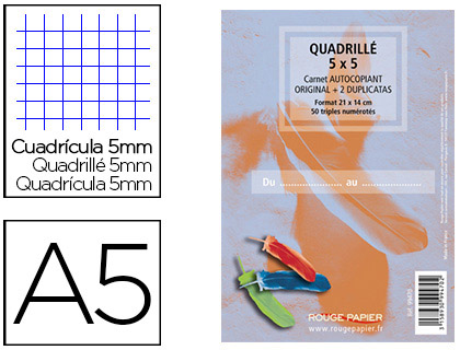 MANIFOLD ROUGE PAPIER 148X210MM 50 TRIPLIS